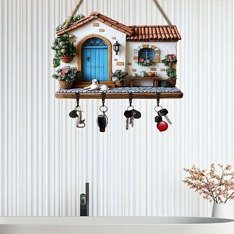 1pc puppy and house wooden key hanger key storage with hooks four-season multi-functional artisti