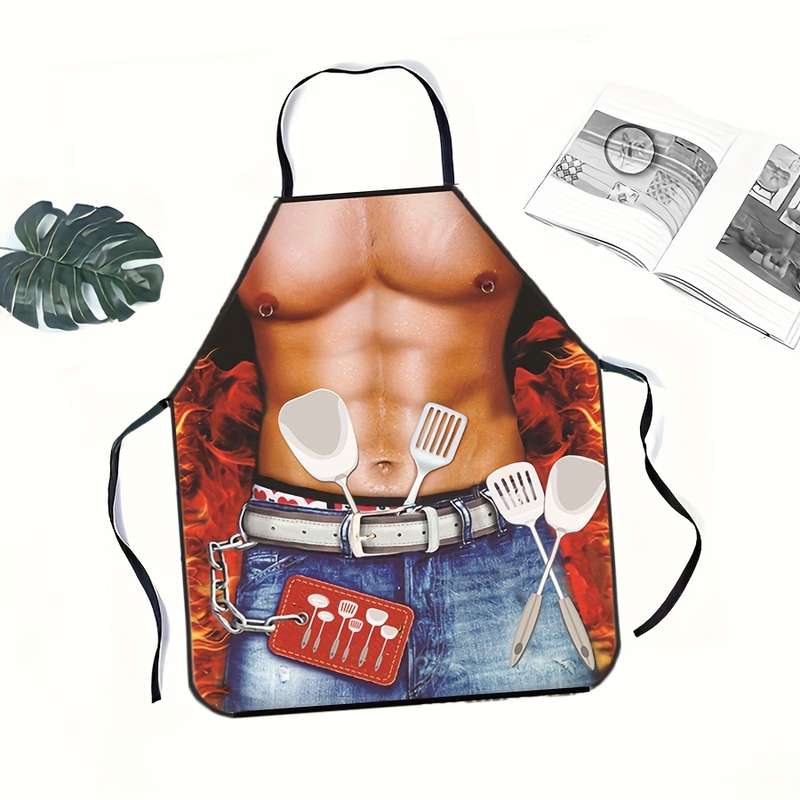 1PC Personality Funny Muscle Male Pattern Print Polyester Chef Apron