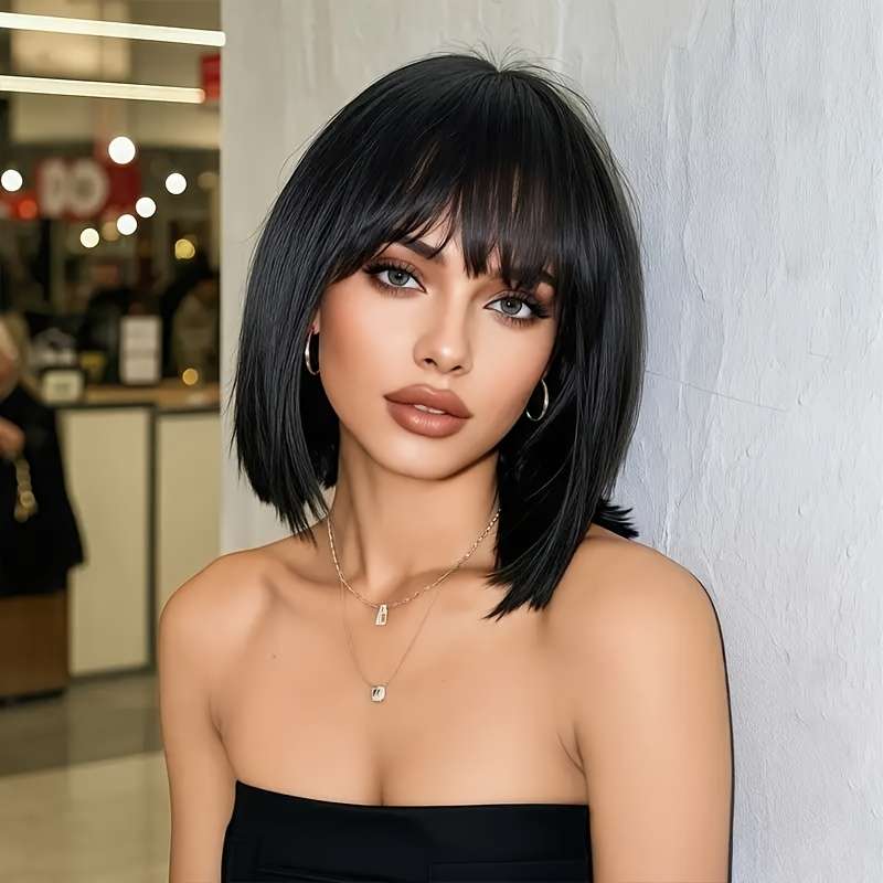 1Pc Black 20.32cm Fashion Design Wig