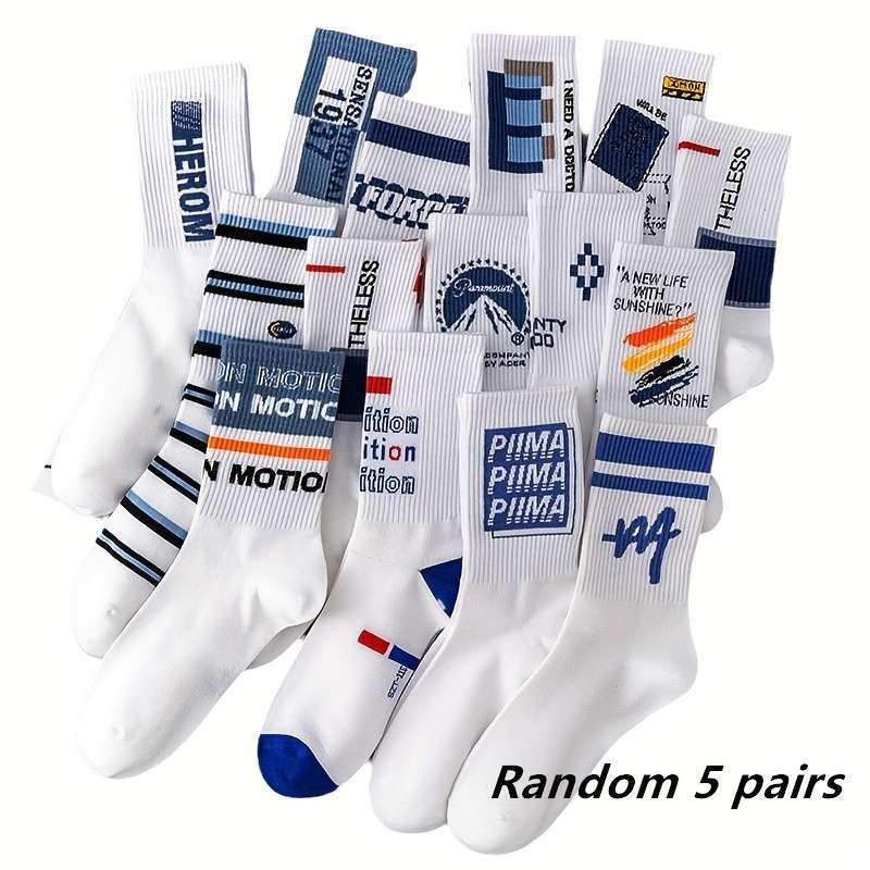 5 Pairs Of Random Colors One Size High Elastic Socks