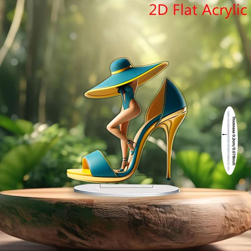 1pc 2D Flat    Elegant High Heel Acrylic Sign  Graphic Design Home Decoration Modern