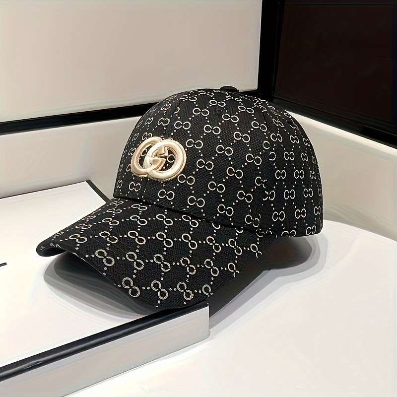 1pc Trendy Premium Curved Brim Baseball Cap Embroidery Letter G Logo Full Print Trucker Hat Sna