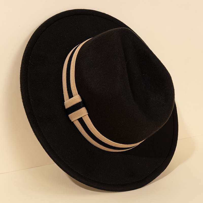 1pc Chic Women'S Fedora Hat with Striped Band Perfect for Outdoor Events Casual Wear And Parties