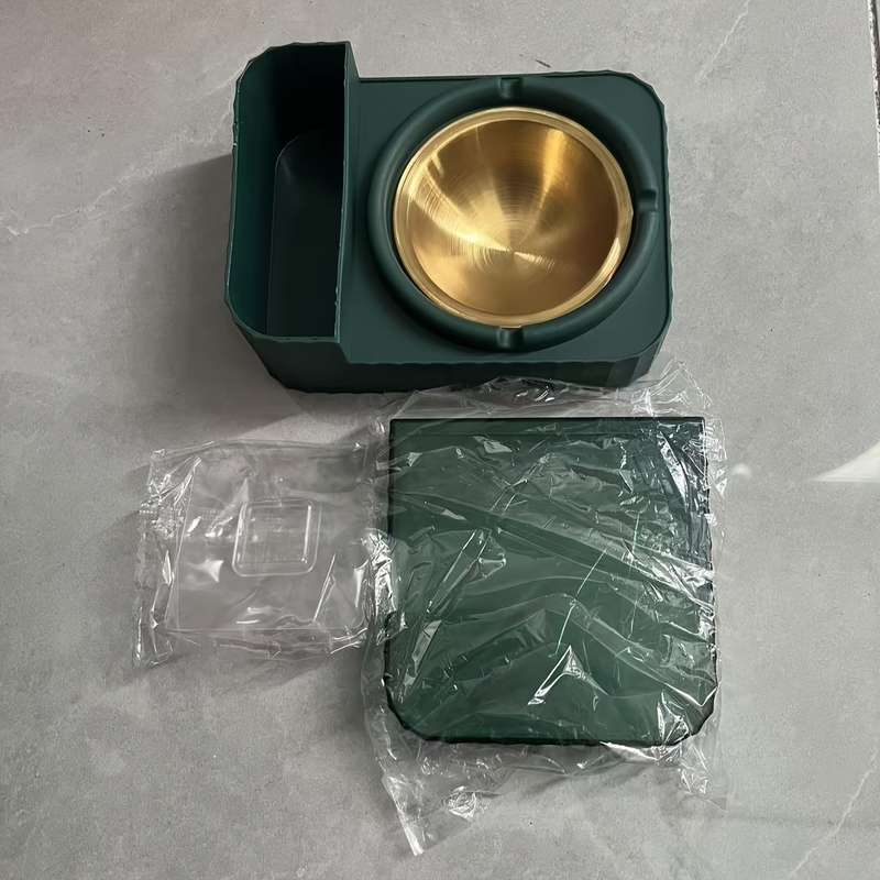 1pc Ashtray Stainless Steel Ashtray Slot Can be hung or placed on the table 3 storage slots