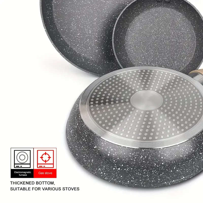 3pcs Non-Stick Pan Set Aluminum 17.78 cm - 24.13 cm - 27.94 cm Grey Foa And Pfas-Free for Kitchen Co