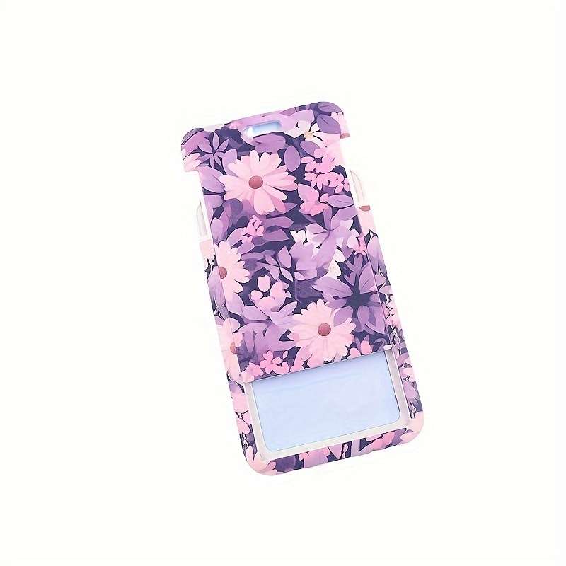 1pc Floral Patterned ID Card Holder Inspired Design Durable Plastic Material