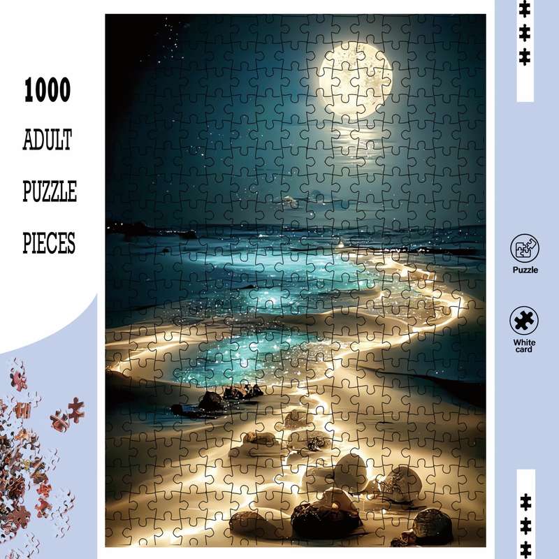 1000pcs Moonlight Beach Puzzles for Adults Birthday Halloween Thanksgiving Easter
