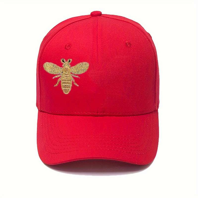1pc Embroidered Bee Baseball Cap Stylish Sports Sun Protection Hat Adjustable Size Peaked Hat F
