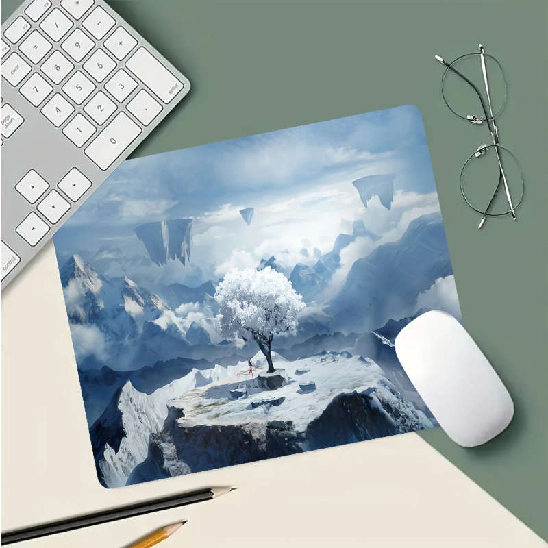 1pc 21x26cm Ice and Snow Floating Mountain Scenery Mouse Pad Soft Touch Office Desk Accessory
