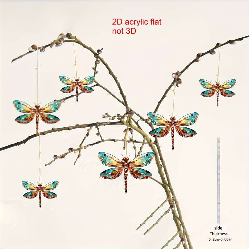 1pc 2D Flat    holiday dragonfly ornament acrylic pendant universal festival decorati