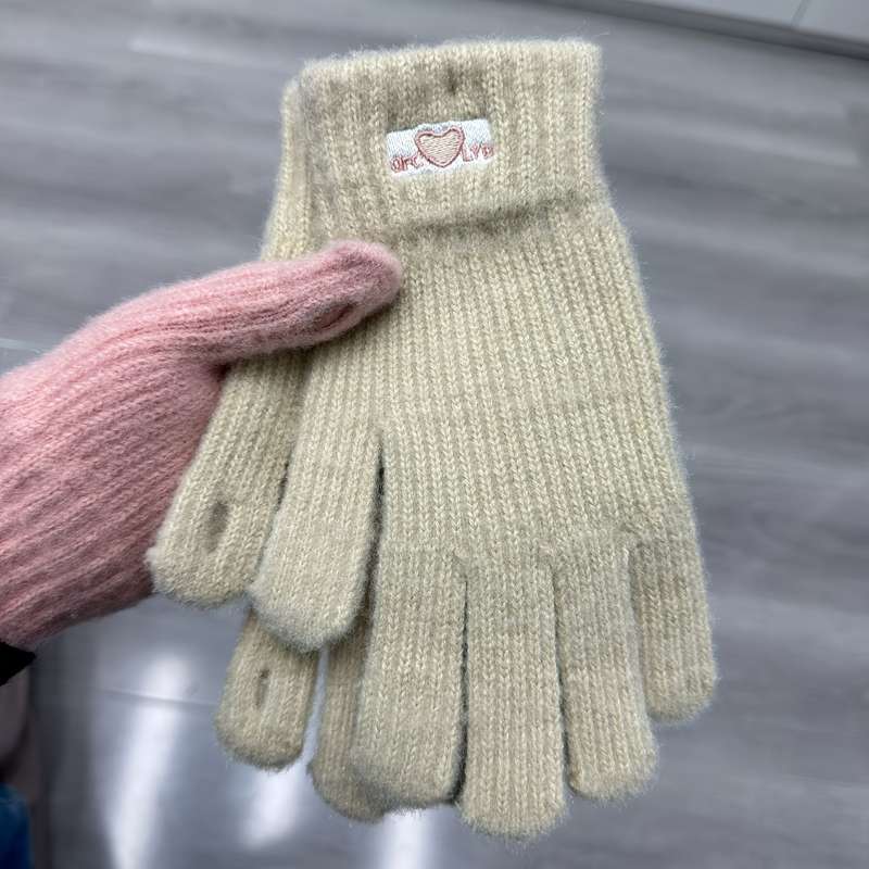 1 Pair Beige Color Warm Gloves