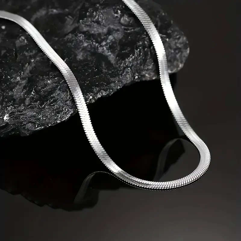 3mm Flat Snake Bone Chain Necklace - 304L Stainless Steel