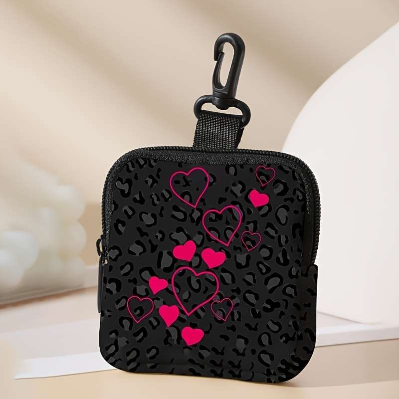 1pc 1-Pack Heart Print Large Capacity Coin Purse with Digital Printing Polyester Multi-Functional