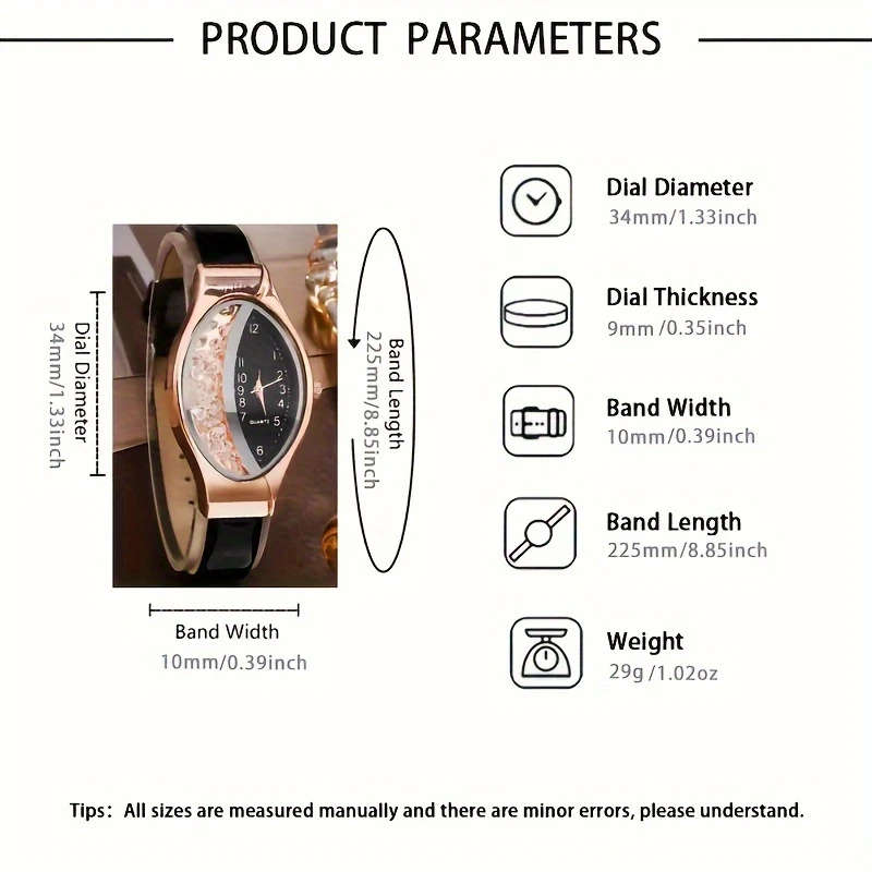 1pc Elegant Black Quartz Watch with PU Leather Strap Zinc Alloy Hands Dial Non-Rechargeable Button B