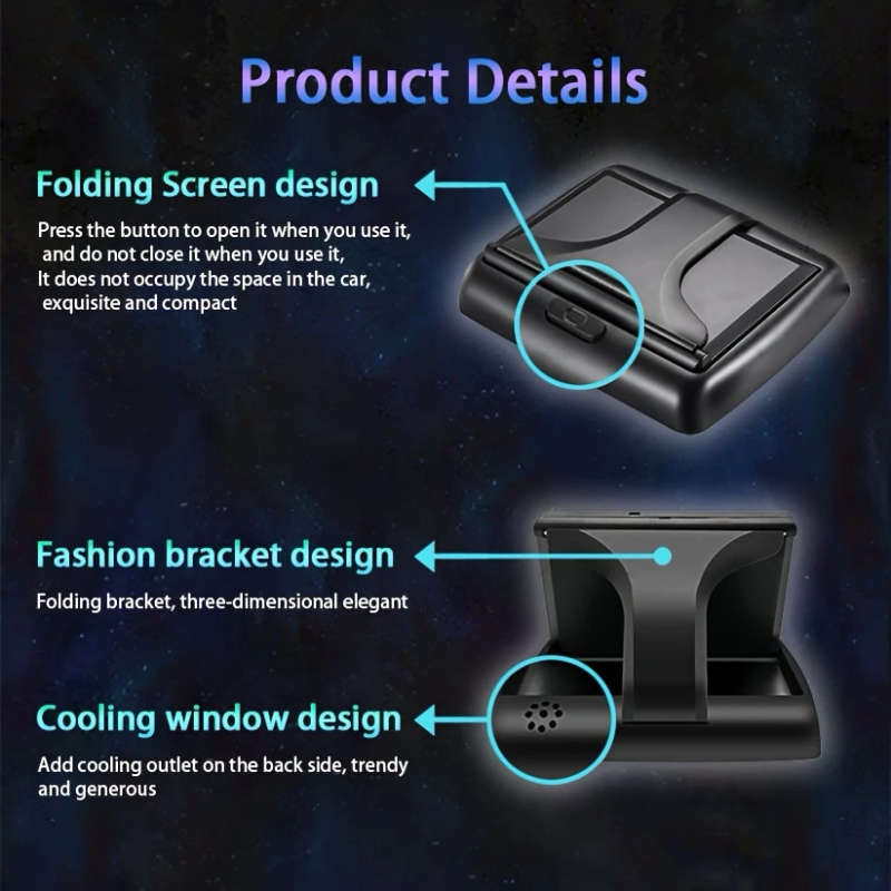 1pc Compact 10.92cm Folding Car Display with Reversing Camera Space-Saving No View Obstruction Dustp