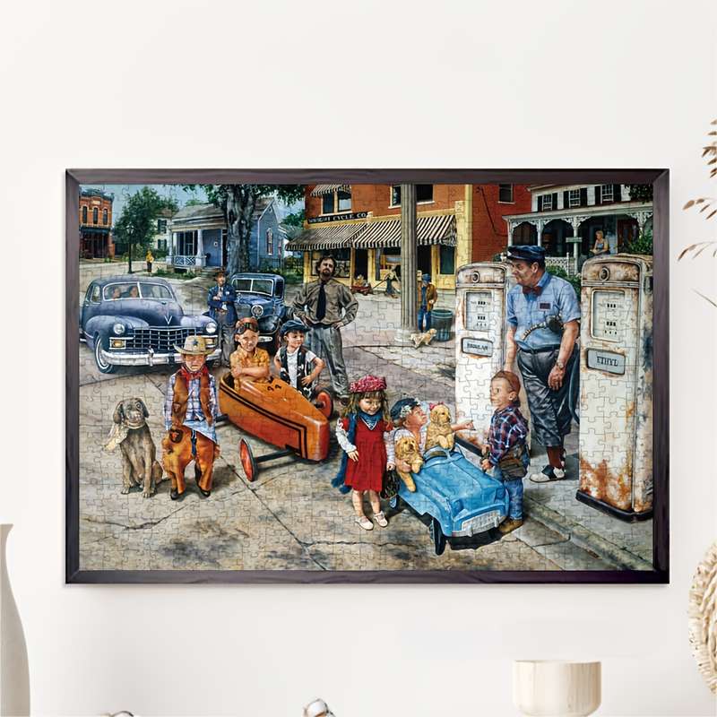 1000pcs Jigsaw Puzzle Whimsical Toy Cars Art Scene Detailed Paper Puzzle for Adult