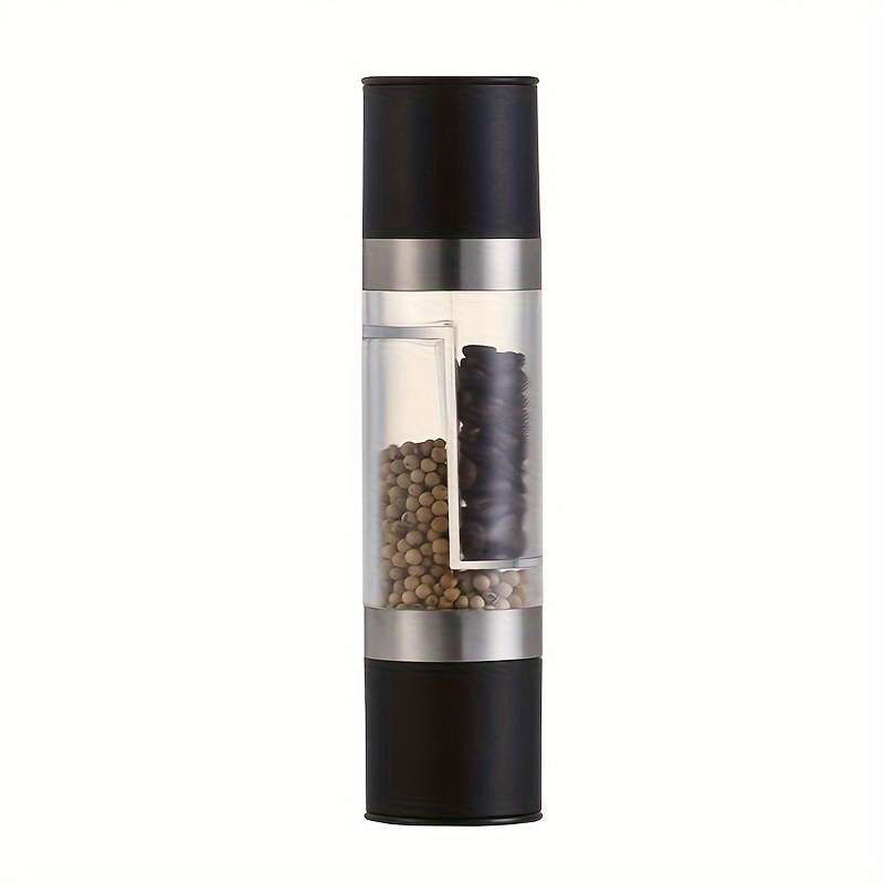 1pc Dual-Function Acrylic Pepper Sea Salt Grinder Sleek Stainless Steel and Transparent Des