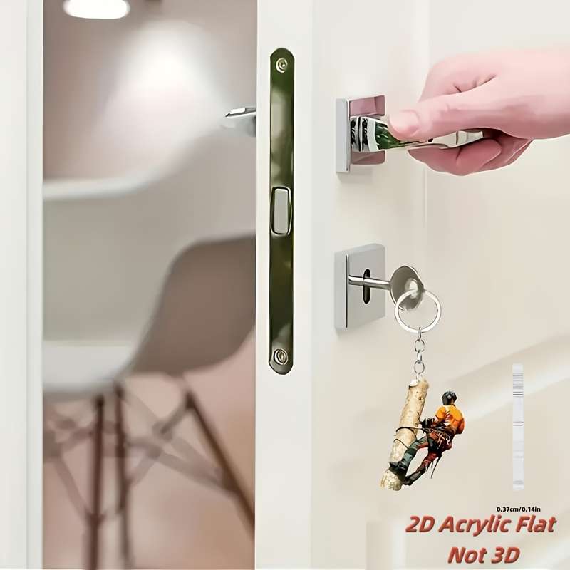1pc 2D Flat  Acrylic Lumberjack Keychain Waterproof Durable Ideal Gift for Family and Friends U