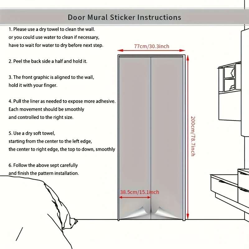 1Pc 77x200cm Door Window Sticker
