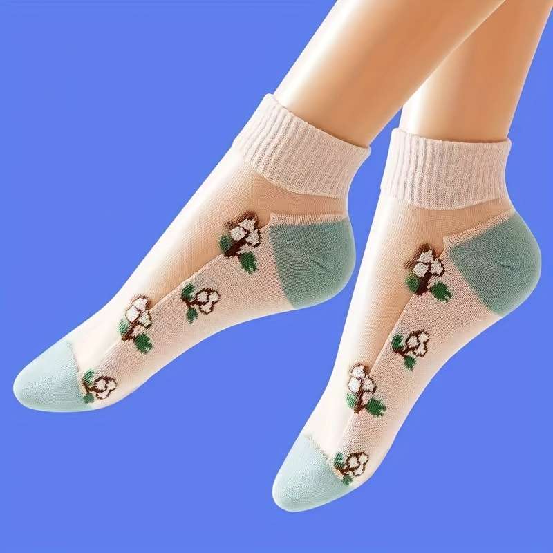 5 Pairs Random Colors One Size High Elastic Socks