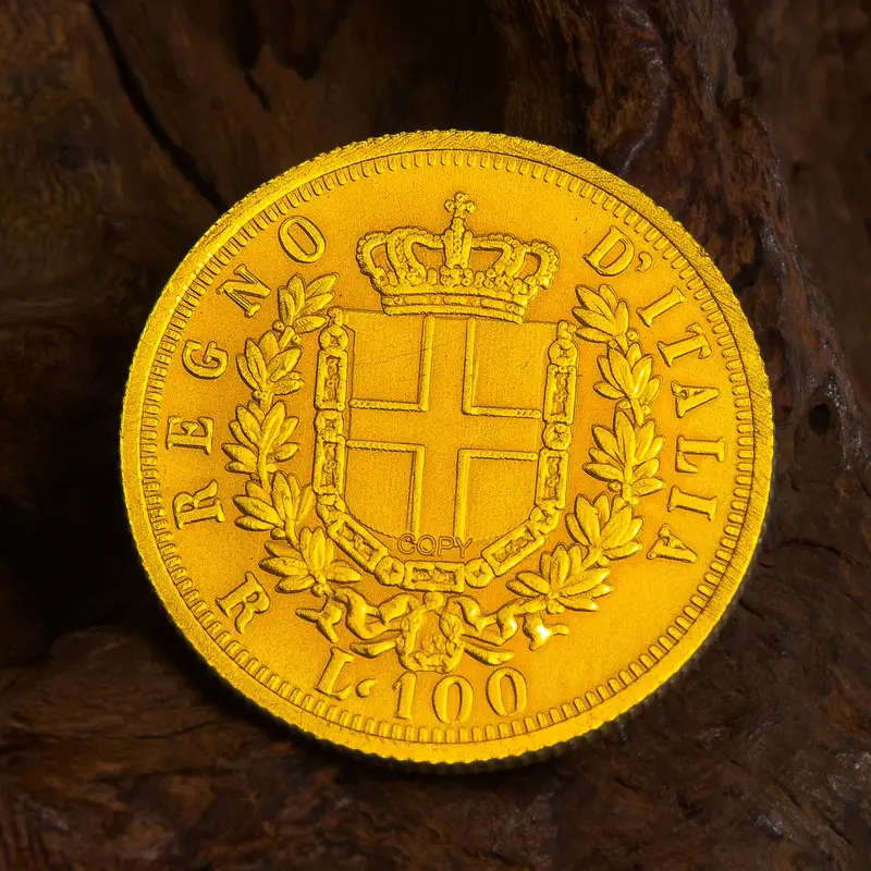 Golden Plated Vittorio Emanuele II 1872 Relica Commemorative Coin