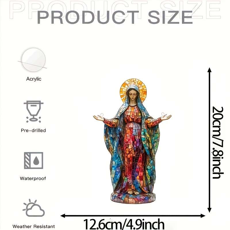 1pc 2D Flat   Sacred Acrylic Sun Catcher Virgin Mary Hanging Decoration Religious Christmas
