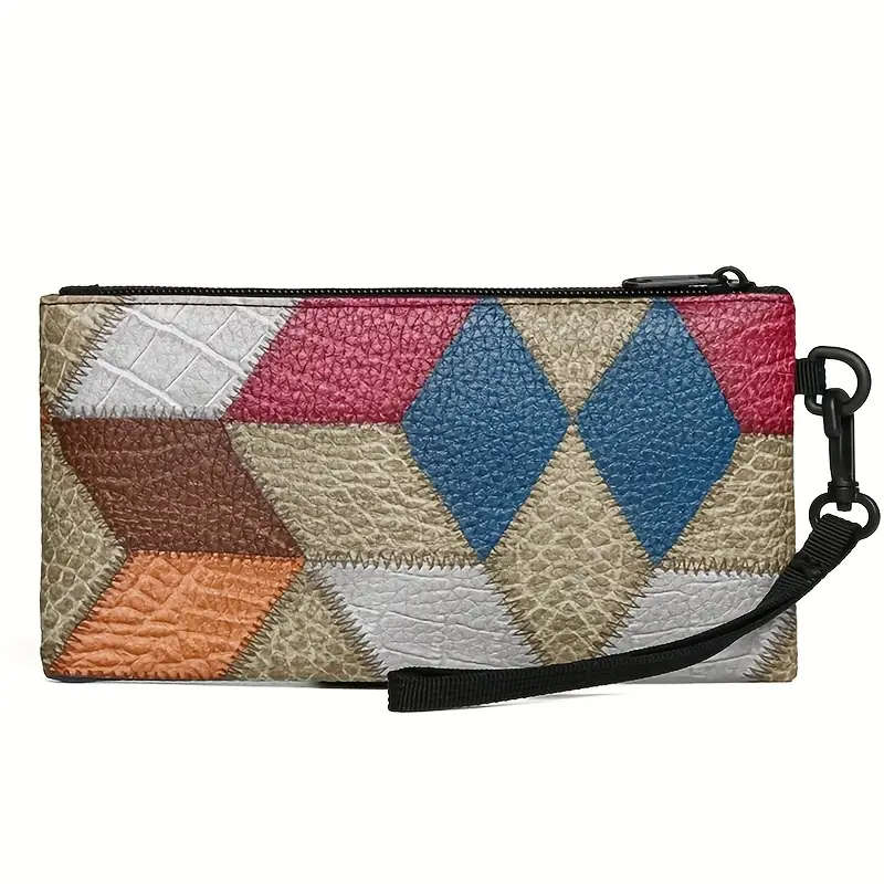 Unisex Ethnic Retro Geometric Square Bag with Adjustable Strap & Zipper Closure