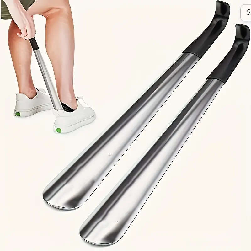 1pc Durable Stainless Steel Ergonomic Shoehorn 41.91cm Long Handle Easy-Grip Comfort Shoe Lifter for