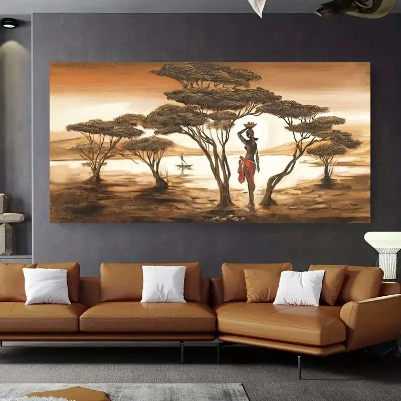 1pc African Sunset Abstract Canvas Wall Art 59.99 x 119.99cm Frameless Large Canvas Painting Modern
