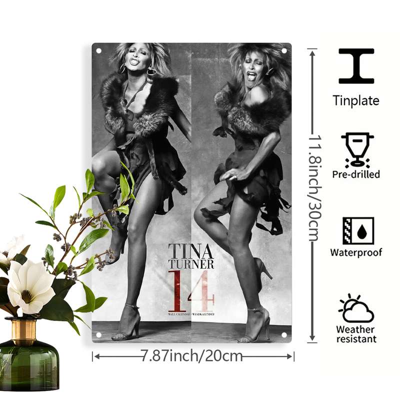 1pc 2D Flat  Elegant Tina Turner Dance Charm Wall Art Durable Iron Pre-Drilled Weather-Res