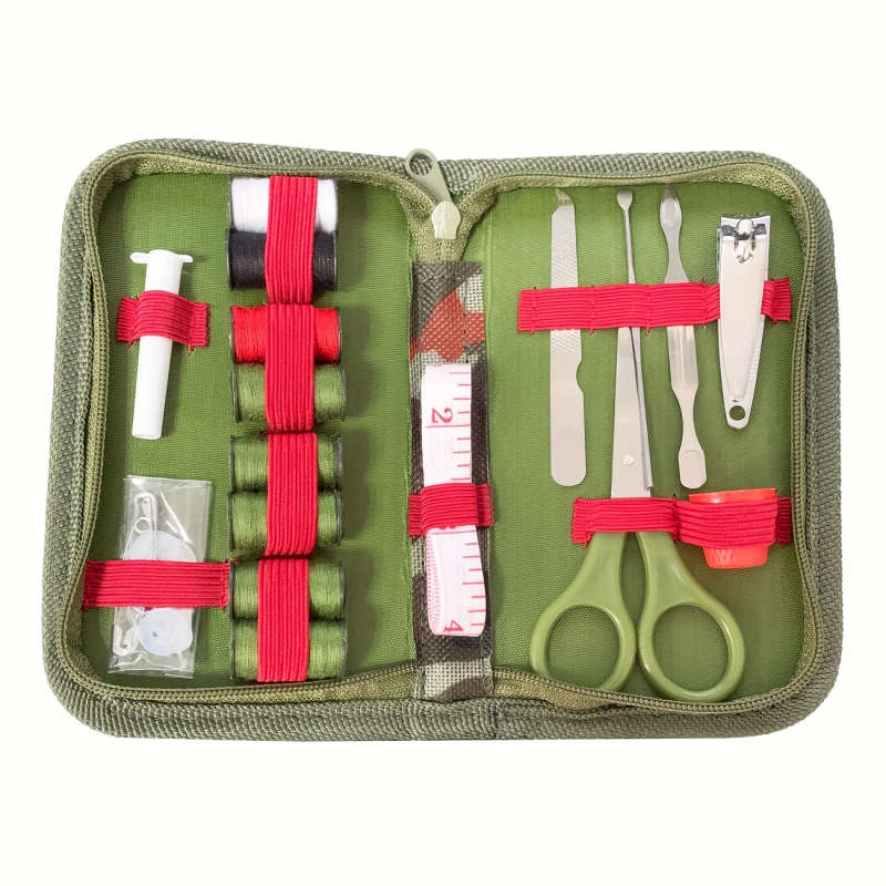 1set Single Soldier Needle and Thread Box Portable Sewing Kit Outdoor Single Soldier Camouflage Need