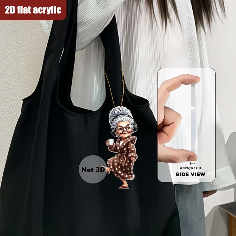1pc 2D Flat   Cute Fashionable  Acrylic Grandma Pendant Charming Brown Dress Headpho