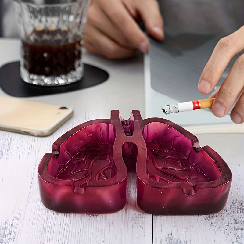 1pc Artistic Resin Ashtray with Lung Design Creative Home Office Decor Gift Unique Smoking