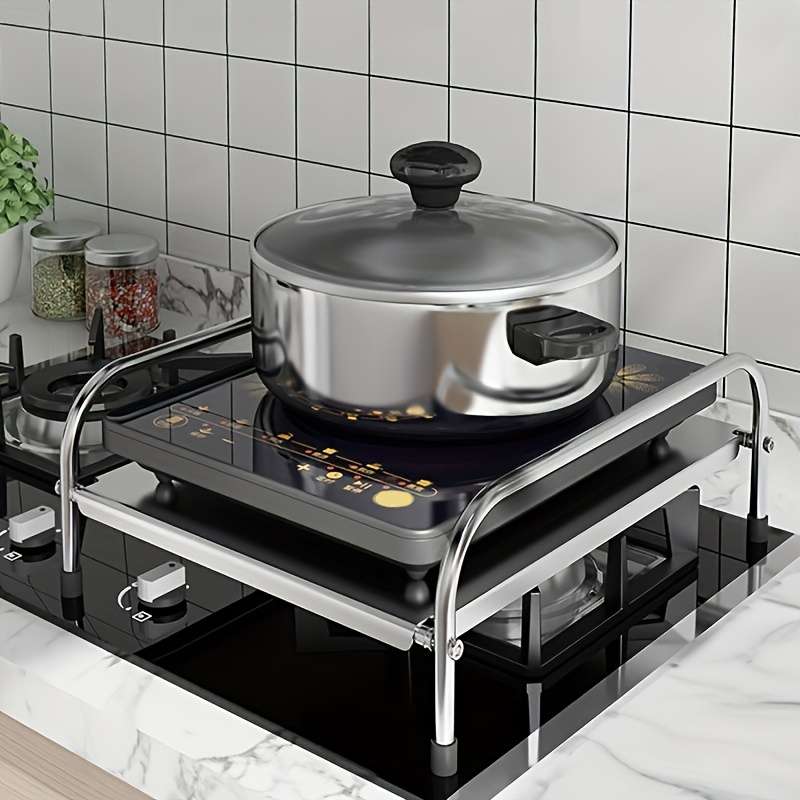1pc Multifunctional Kitchen Storage Rack Stove Holder Induction Cooker Holder Countertop Sto