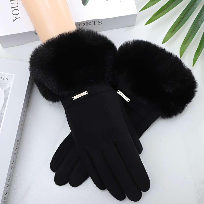 1 Pair Black Winter Touchscreen Gloves