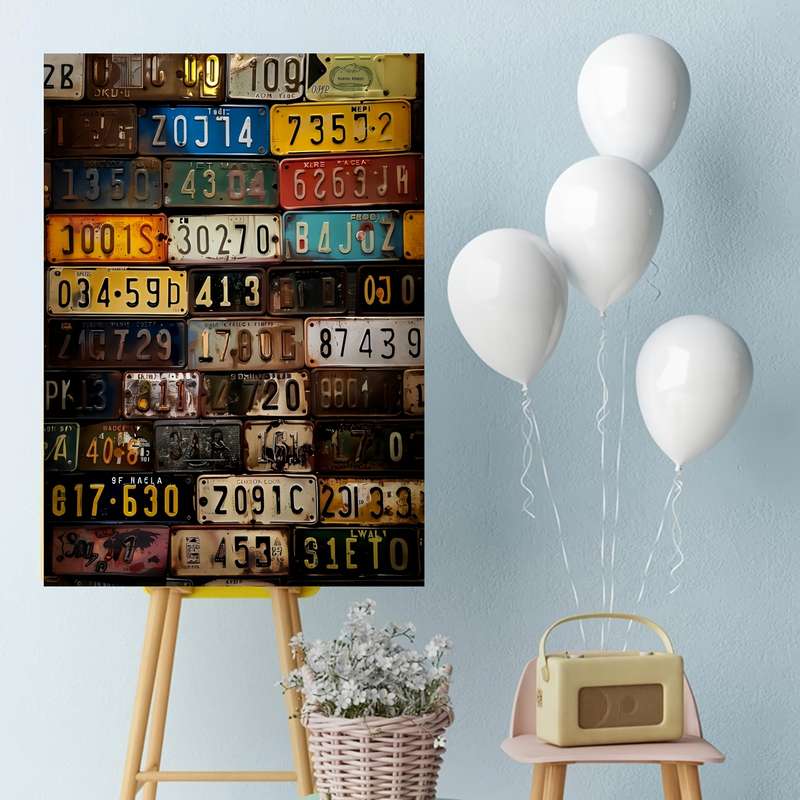 1000pcs Vintage License Plate Jigsaw Puzzle for Adults Durable DIY Puzzle with Mixe
