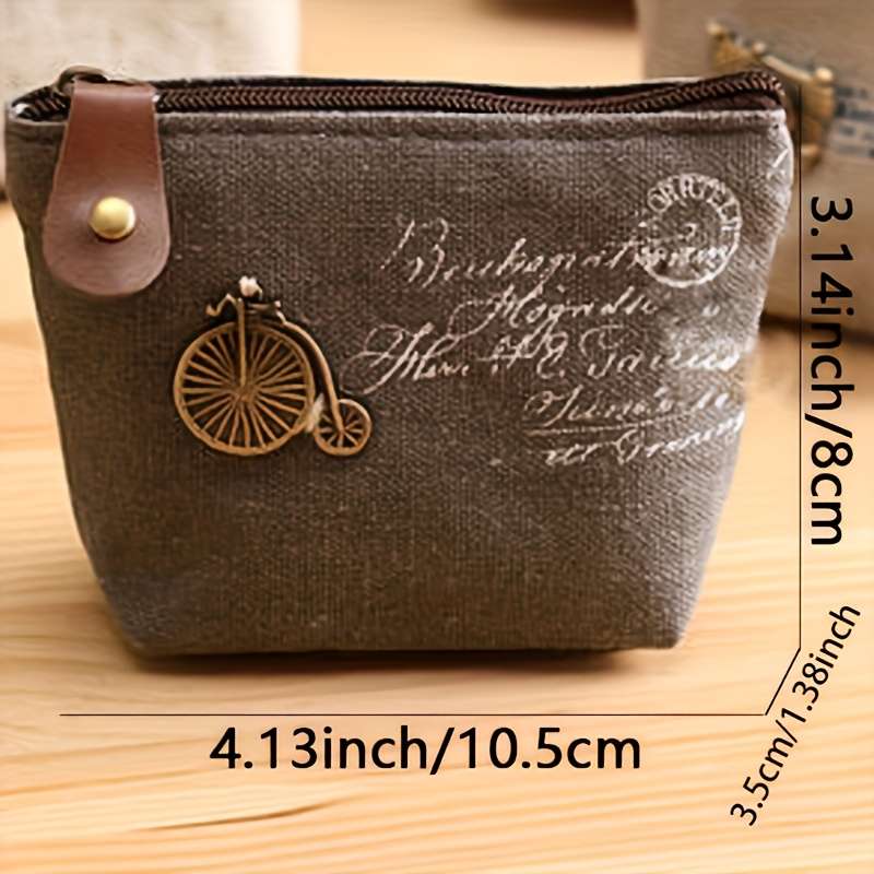 1pc Four Classic Nostalgic Women's Coin Purse Options Retro Style Canvas Coin Bags Key Cases Zip