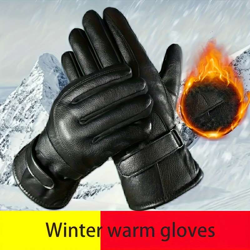 1 Pair Black Warm Gloves