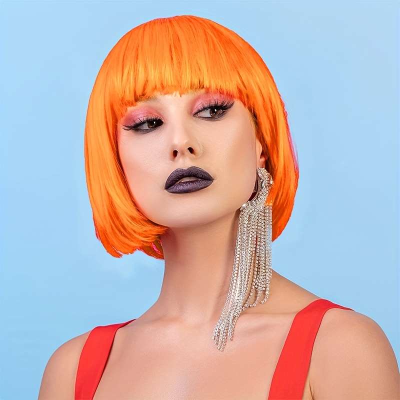 1Pc Orange 25.4cm Fashion Design Wig