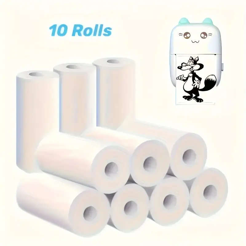 10 Rolls Mini Thermal Paper for Pocket Printers 57mm Wide White Thermal Receipt Paper for Photo Labe