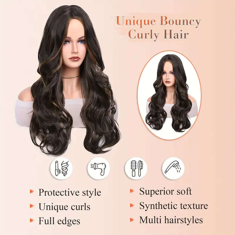 Women's Synthetic Ombre Brown Layered Wavy Wig