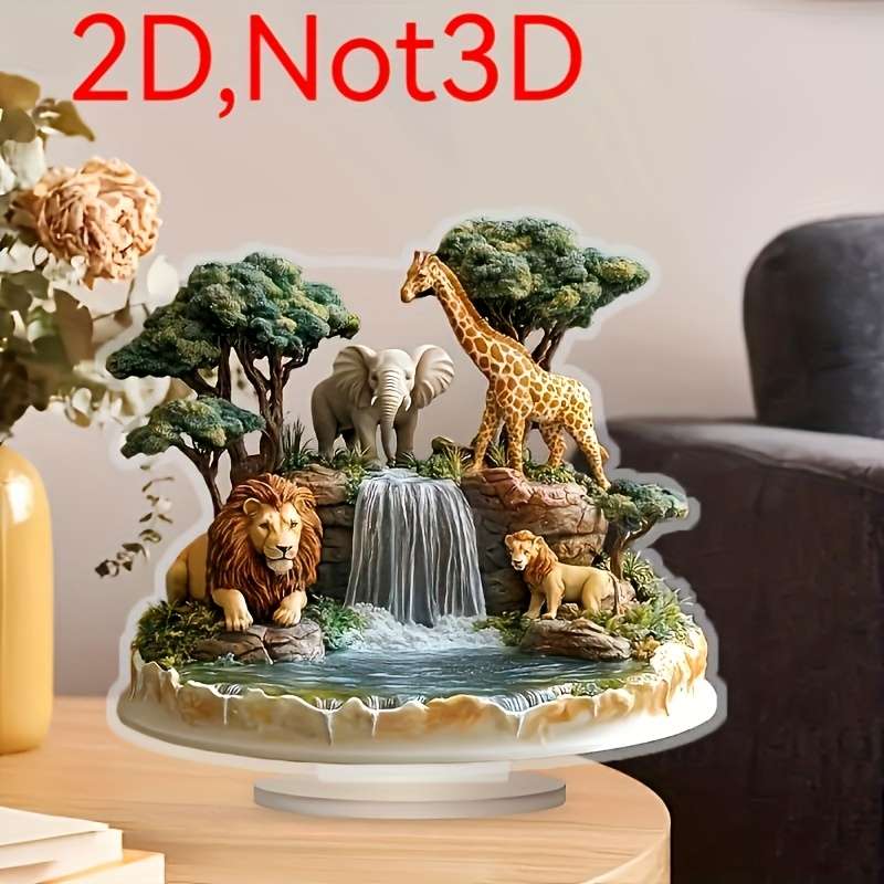 1pc 2D Flat   bohemian decorative ornaments African hunting scene waterfall lion giraffe
