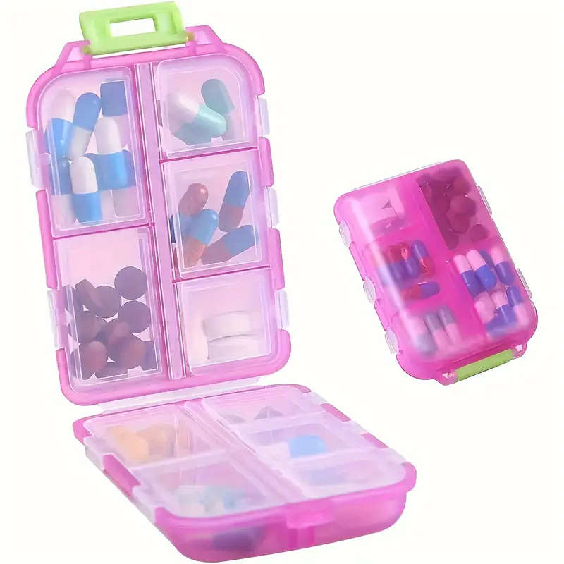 1pc Travel Pill Storage - 10-compartment Pill Box Compact and Portable Pill Box Pill Holder