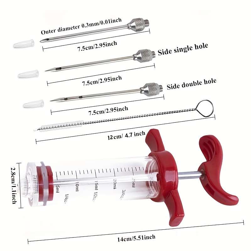 5pcs Meat Marinade Injector Set Quick Meat Marinating Tool Stainless Steel Needle Turkey Meat