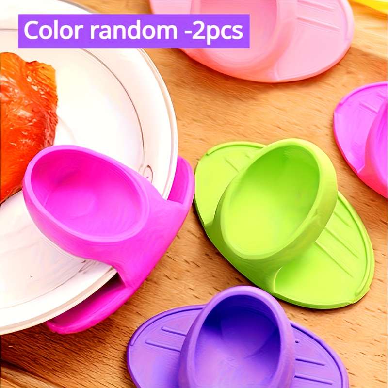 2pcs Silicone Heat-Resistant Finger Grips Anti-Burn Pot Holders for Microwave Oven Non-Elec