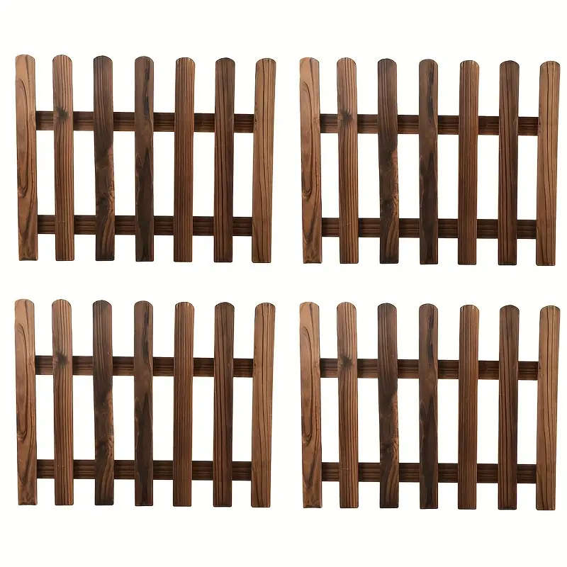 4 Piece Rustic Redwood Garden Fence