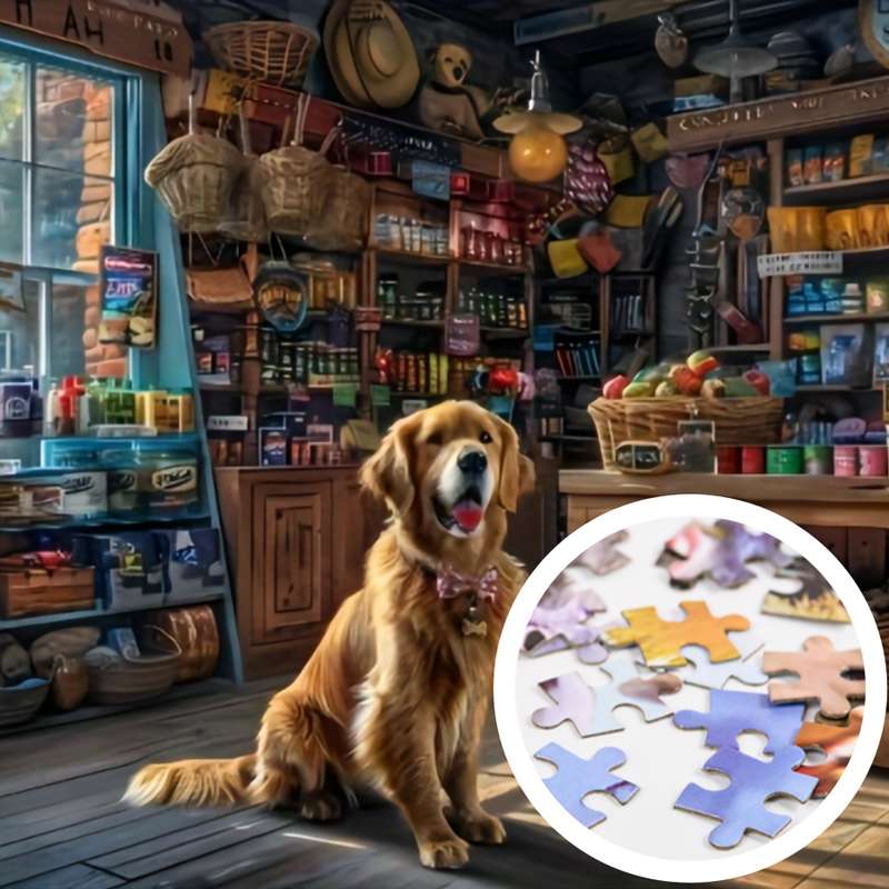 1000pcs Dog Grocery Store Art Puzzle Perfect for Adults Ideal Gift for Thanksgiv