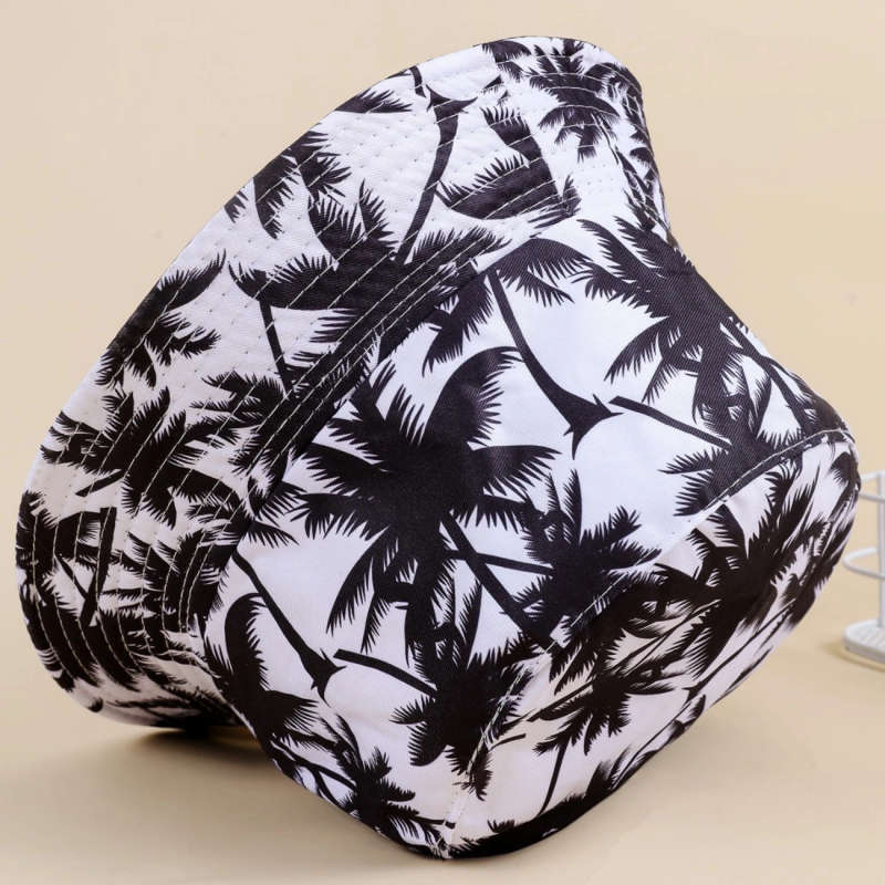 1pc Reversible Palm Tree Print Bucket Hat 100% Polyester Vacation-Style Woven Design Ideal for Beach