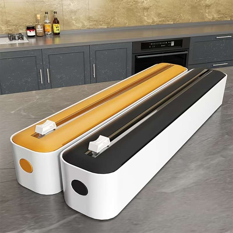 1pc Dual-Action Fresh Wrap Dispenser Cutter Multi-Purpose Kitchen Sealer for Plastic Tin Foil