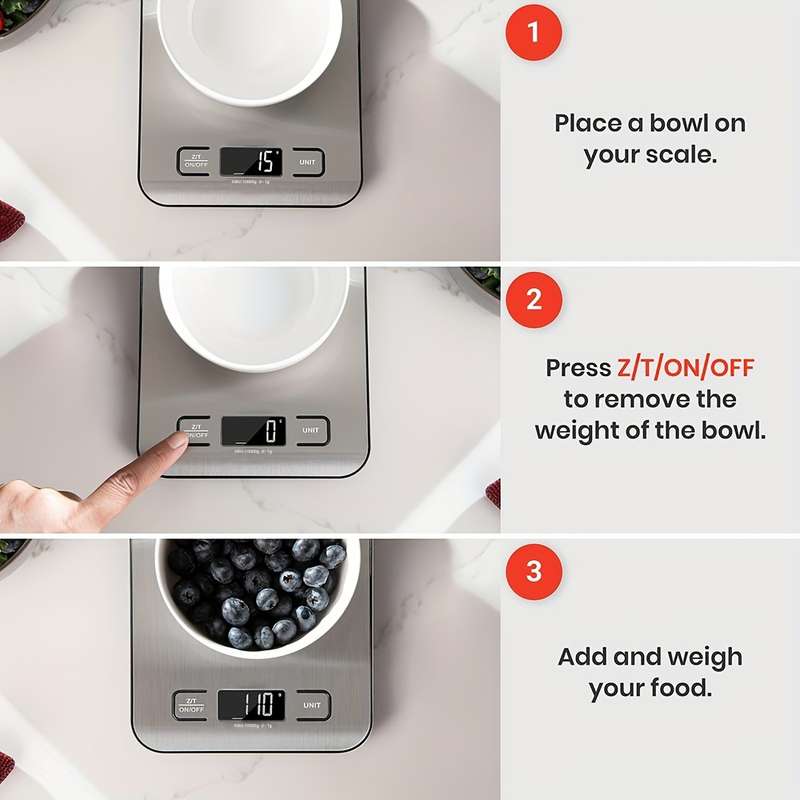 1pc High-Precision Stainless Steel 1pc Digital Kitchen Scale 22lb 10kg Capacity LCD Display Tar